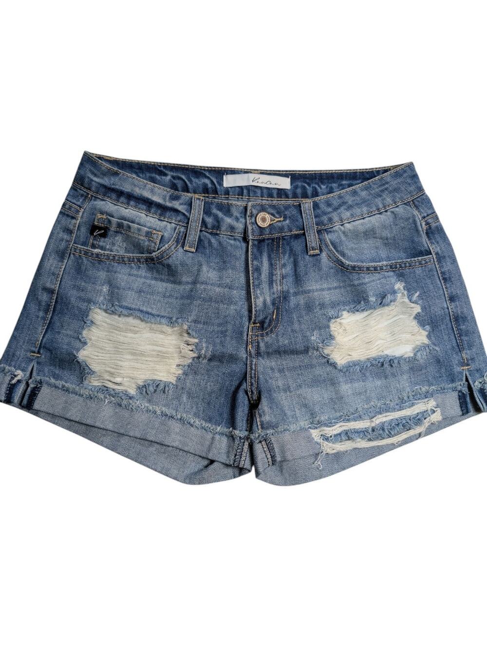 Kancan Denim Shorts Size S (29) Cuffed Distressed Mid Rise Y2K Grunge Beach